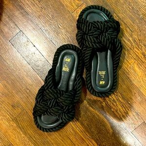 H&M Black Rope Slides NWOT